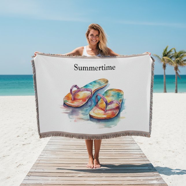 Rainbow Reef Flip Flops, custom Throw Blanket (Creator Uploaded)