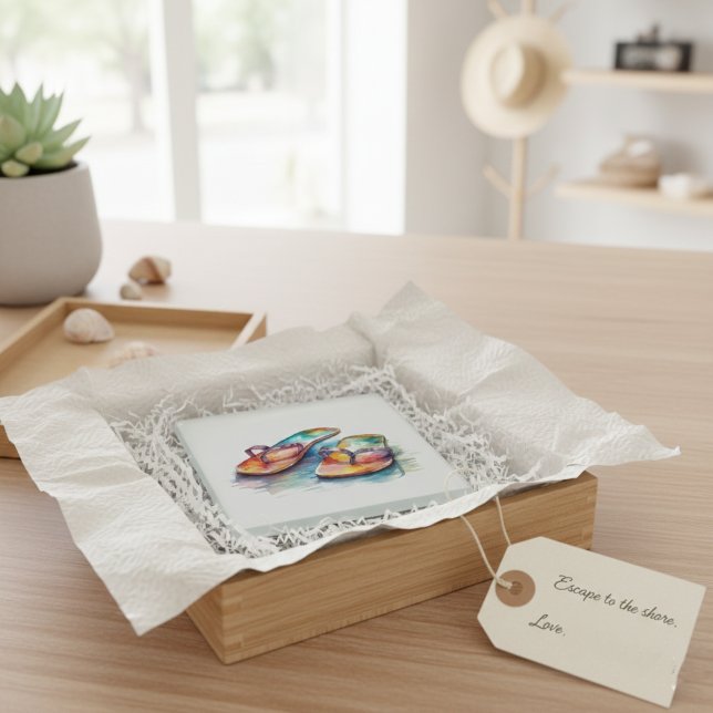 Rainbow Reef Flip Flops Glass Coaster (Creator Uploaded)