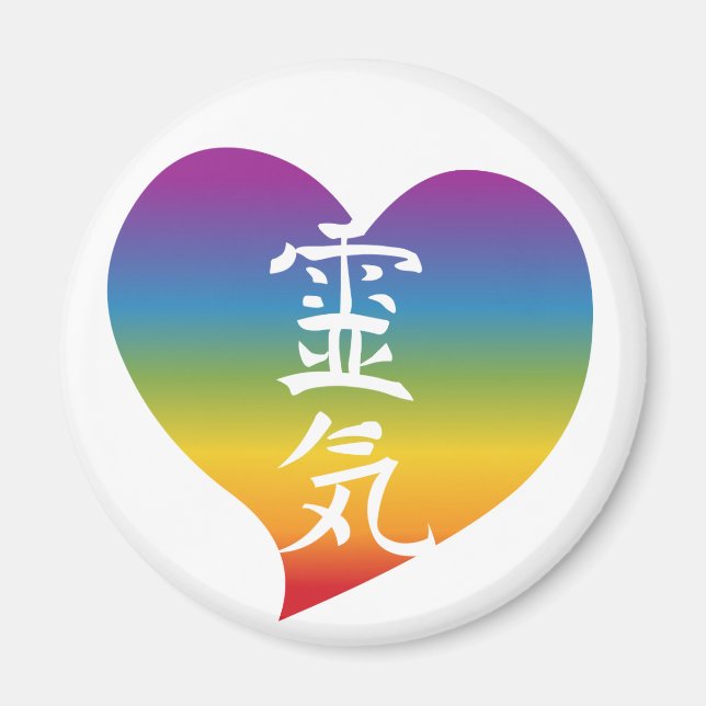 Rainbow Reiki Heart Magnet (Front)