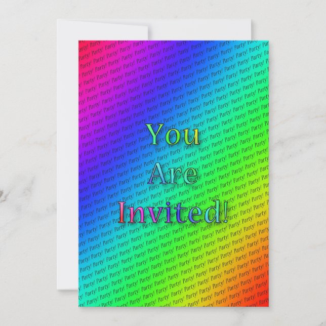 Rainbow repeating text invitation (Front)