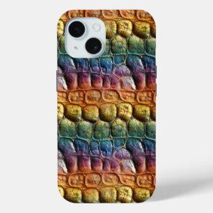Rainbow Reptile Leather iPhone 15 Case