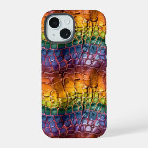 Rainbow Reptile Leather iPhone 15 Case