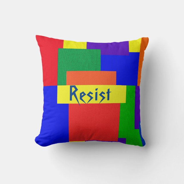 Rainbow Resist Patchwork Quilt Design Pillow (Front)