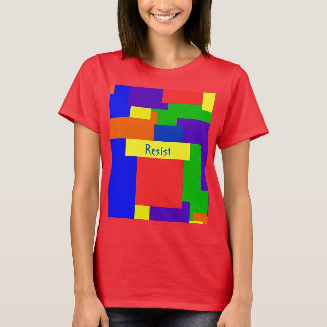Rainbow Resist Patchwork Quilt Design T-Shirt (Front)