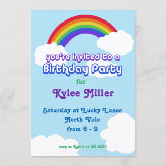 Rainbow retro Birthday Invite