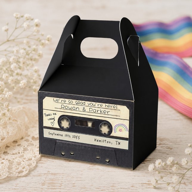 Rainbow Retro Cassette Tape Wedding Favour Box (Rainbow Retro Cassette Tape Wedding Favor Boxes)