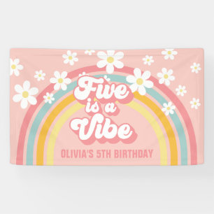 Rainbow Retro Five is a Vibe Groovy 5th Birthday Banner