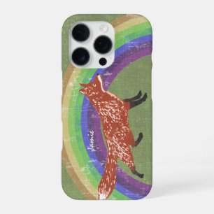 Rainbow Retro Fox Art Orange Retro iPhone 16 Pro Case