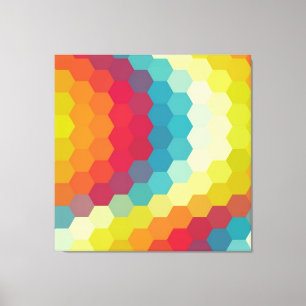 Rainbow Retro Hexagonal Seamless Pattern Canvas Print