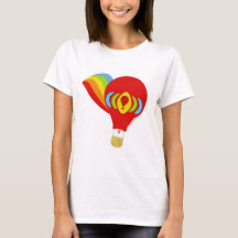 Rainbow Retro Hot Air Balloon Cartoon Illustration