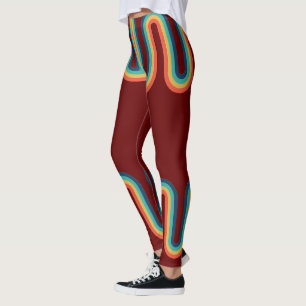 Rainbow Retro Stripe Vintage Style Leggings