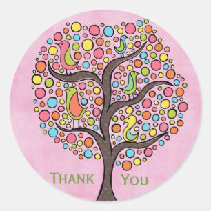 Rainbow Retro Tree Thank You Label Sticker