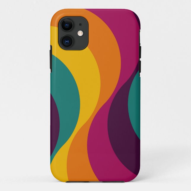 Rainbow Retro Wavy Pattern 3 Case-Mate iPhone Case (Back)