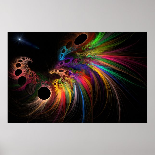 Rainbow Rhino Fractal Art Poster (Front)