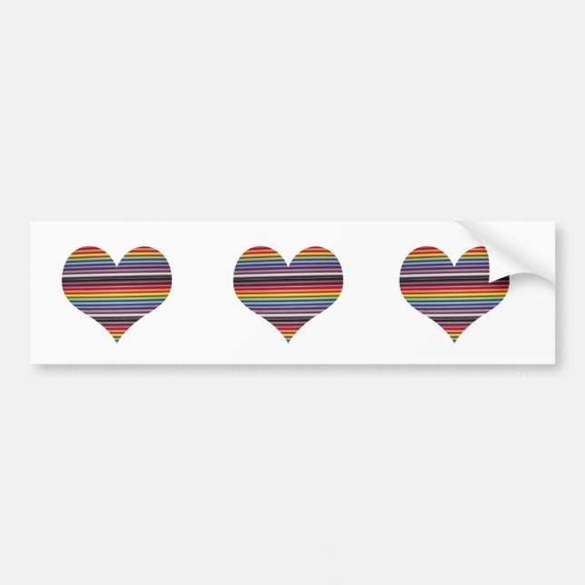 Rainbow Ribbon Cable Heart Bumper Sticker (Front)