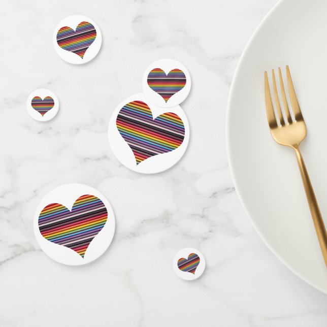 Rainbow Ribbon Cable Heart Confetti (Group)