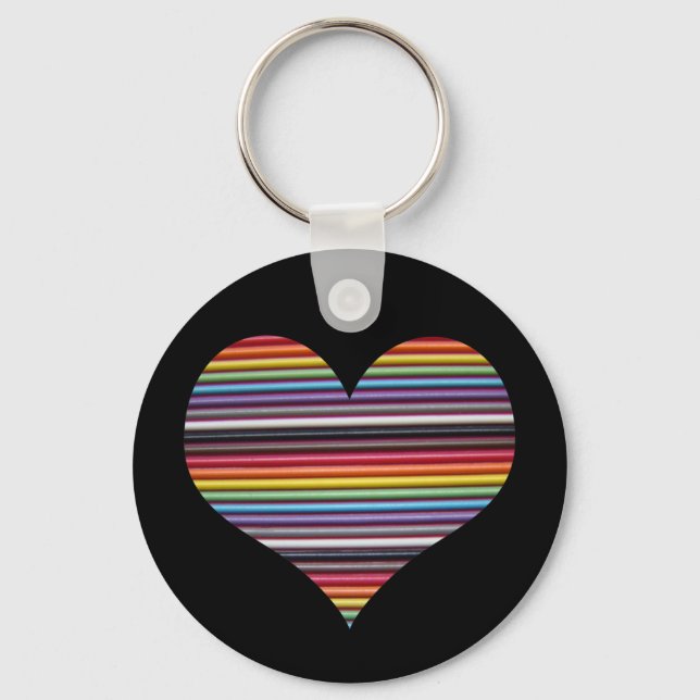 Rainbow Ribbon Cable Heart Key Chain (Front)