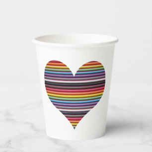 Rainbow Ribbon Cable Heart Paper Cups