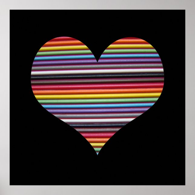 Rainbow Ribbon Cable Heart Wall Poster (Front)
