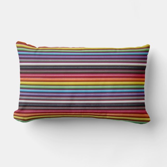 Rainbow Ribbon Cable Lumbar Throw Pillow (Front)