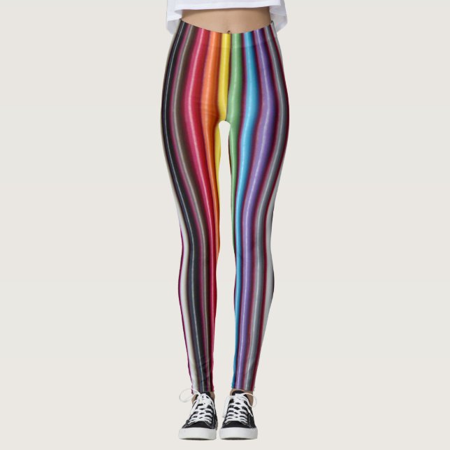 Rainbow Ribbon Cable Vertical Leggings (Front)