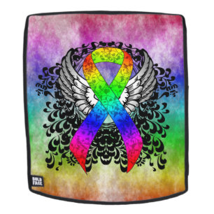Rainbow Ribbon with Wings Backpack