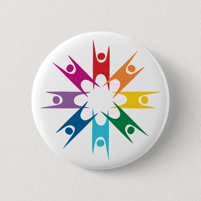 Rainbow Ring of Humanists 6 Cm Round Badge (Front)