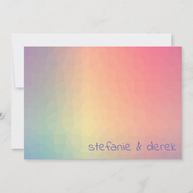 Rainbow Ripple Wedding Announcement (Front)
