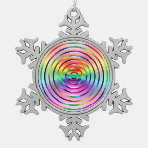 Rainbow Ripples Snowflake Pewter Christmas Ornament
