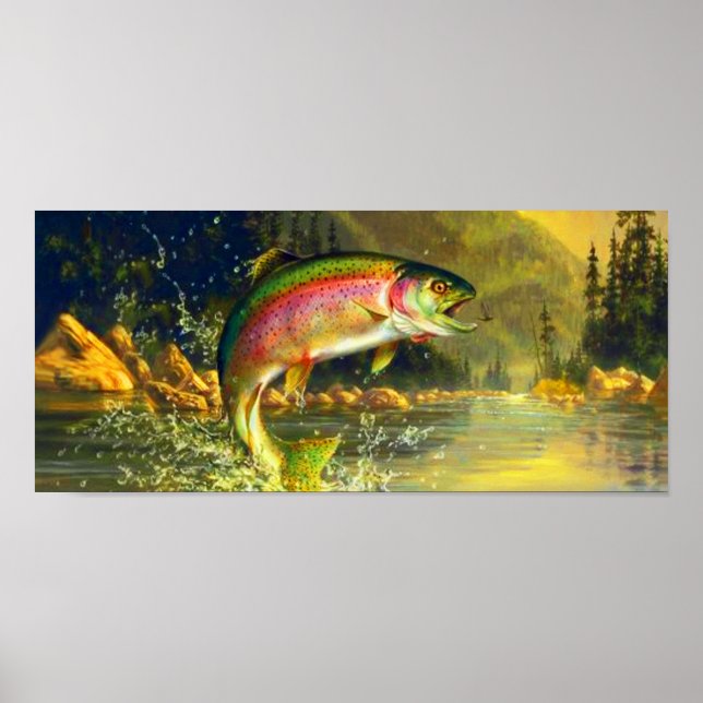 Rainbow River Trout Jumping Poster (Front)