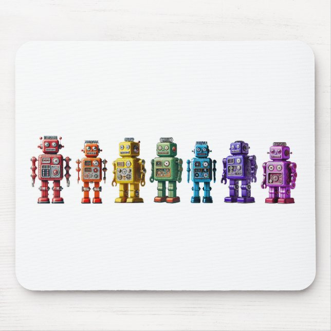 Rainbow Robots Mouse Pad (Front)