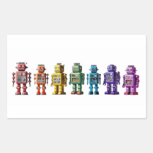 Rainbow Robots Rectangular Sticker
