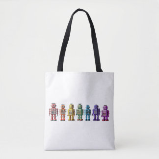 Rainbow Robots Tote Bag
