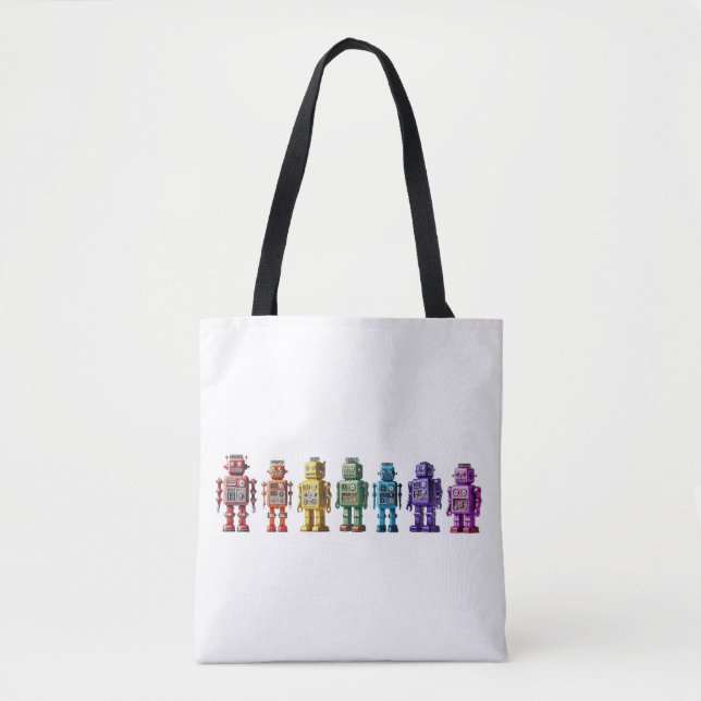 Rainbow Robots Tote Bag (Front)