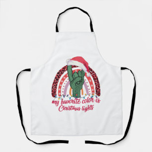 Rainbow Rock Hand My Favourite Colours Is Christma Apron