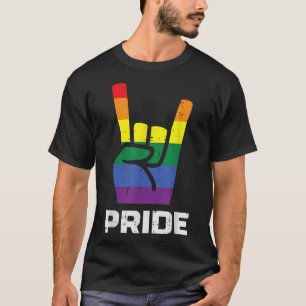 Rainbow Rock Hand Sign Pride Punk Gay Flag LGBTQ M T-Shirt