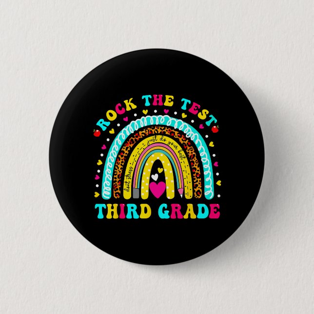 Rainbow Rock The Test Day Third Grade Testing Day  6 Cm Round Badge (Front)