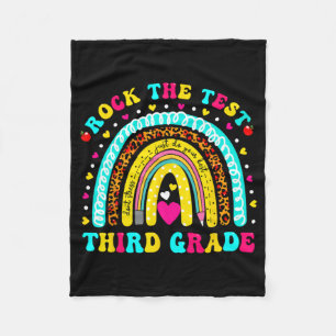 Rainbow Rock The Test Day Third Grade Testing Day Fleece Blanket