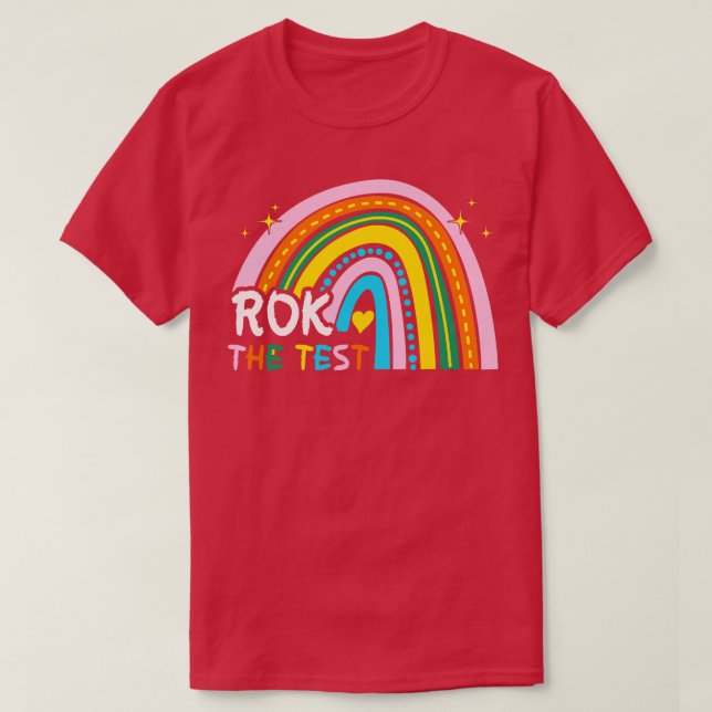 Rainbow Rock The Test Exam Testing Day Student Tea T-Shirt (Design Front)