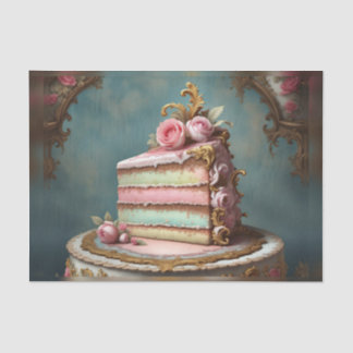 Rainbow Rococo French Slice of Cake Decoupage Tissue Paper