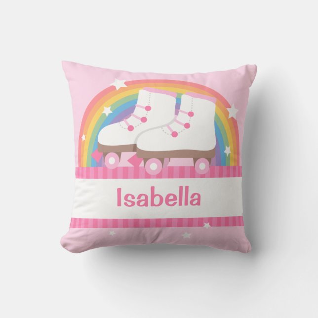Rainbow Roller Skates Girls Room Decor Cushion (Front)