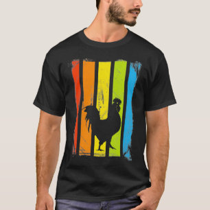 Rainbow Rooster Chicken Lovers Graphic T-Shirt