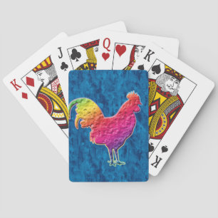 Rainbow rooster playing cards