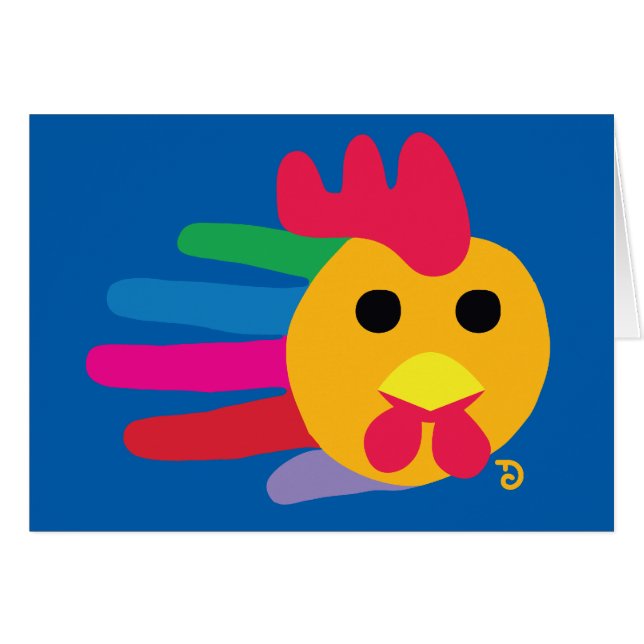 Rainbow Rooster with Red Comb (Front Horizontal)