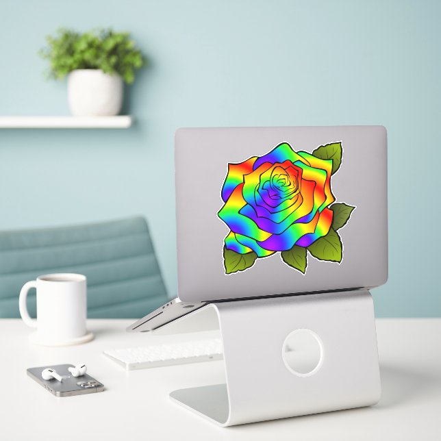 Rainbow Rose (Laptop On Desk)