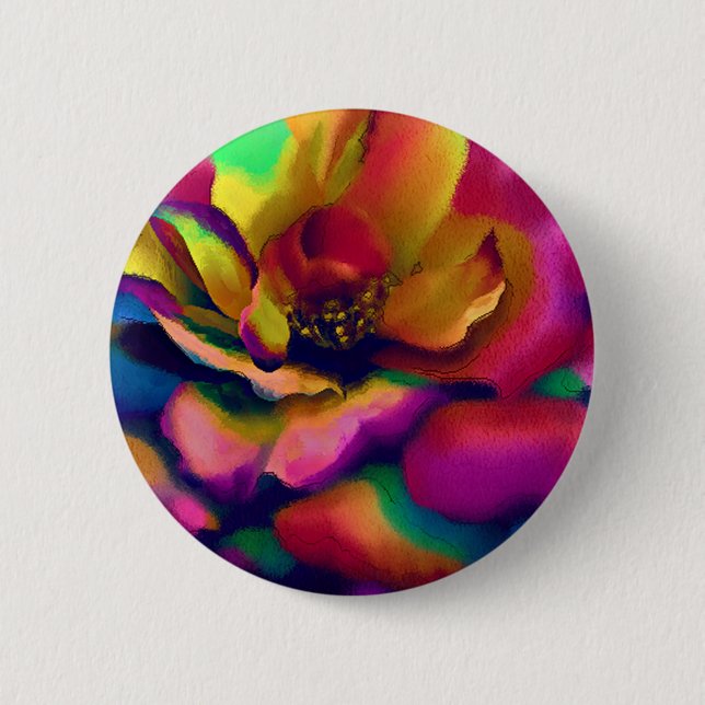 Rainbow Rose 6 Cm Round Badge (Front)
