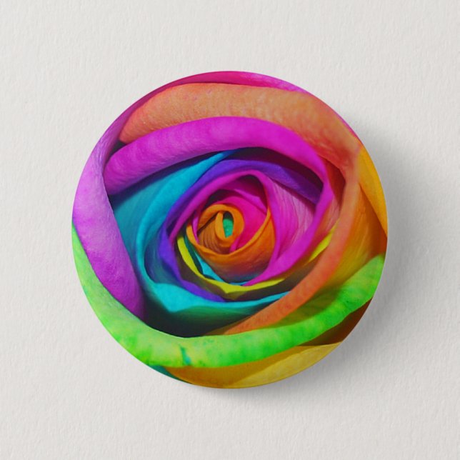 Rainbow Rose 6 Cm Round Badge (Front)