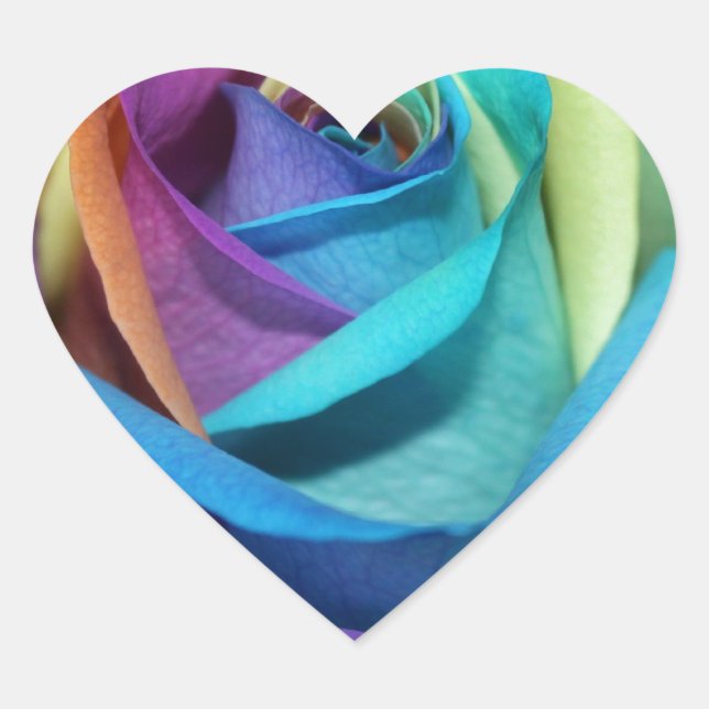 Rainbow Rose Flowers Peace Love Destiny Heart Sticker (Front)