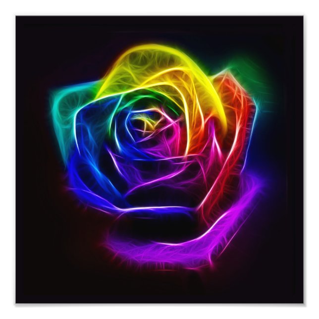 Rainbow Rose Fractal Photo Print (Front)