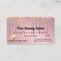 Rainbow Rose Gold Glitter Drips Metallic Credit